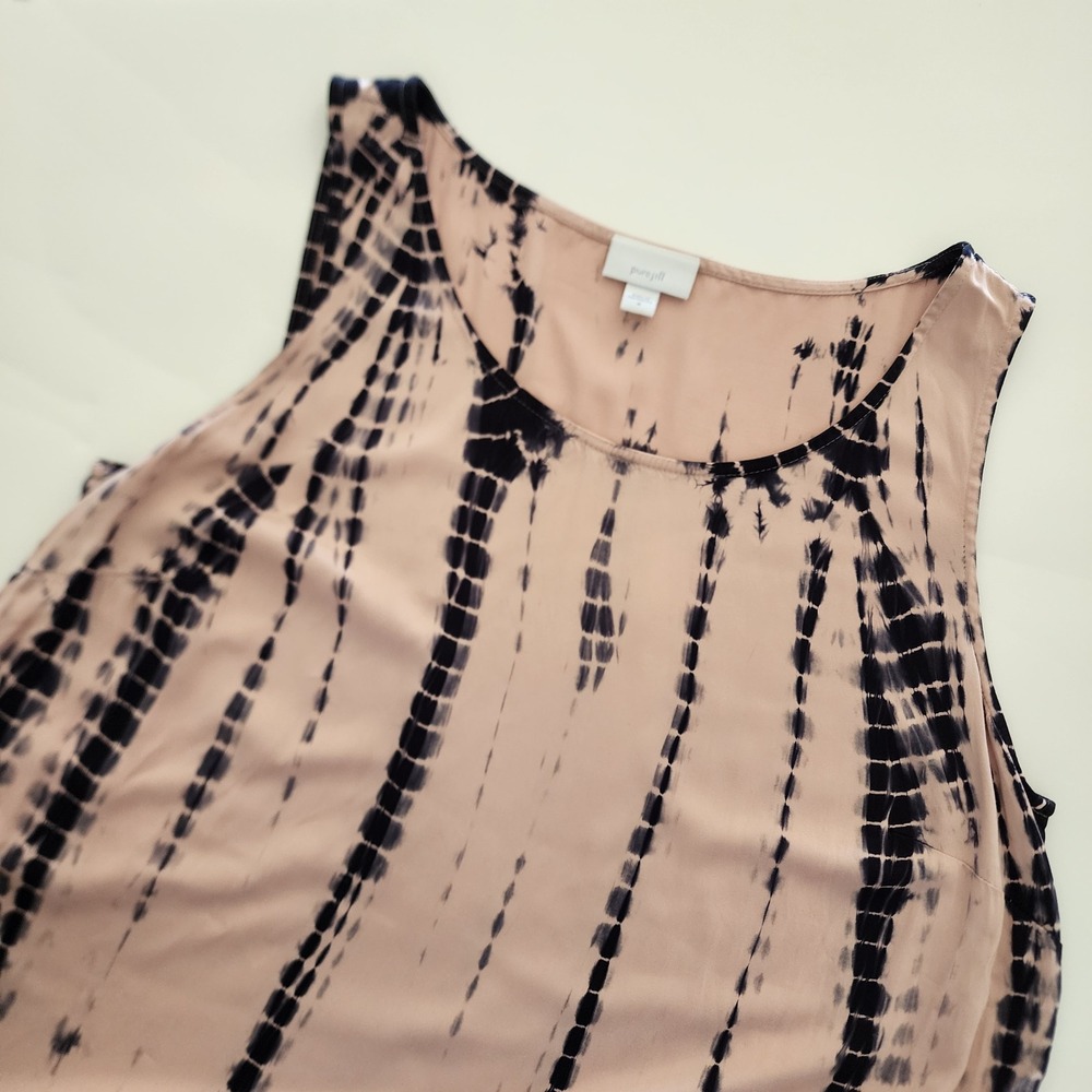 Pure J. Jill tan black tiedye striped maxi sleeveless dress summer womens size M